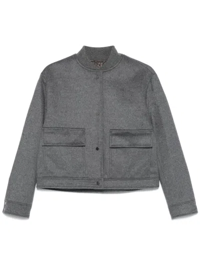 Herno Wool Bomber Jacket In Grey
