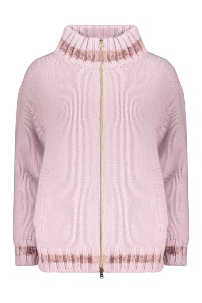 Herno Wool Cardigan In Pink
