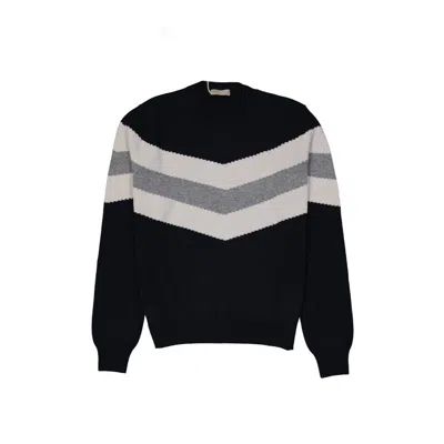 Herno Wool Chevron-stripe Sweater In Black