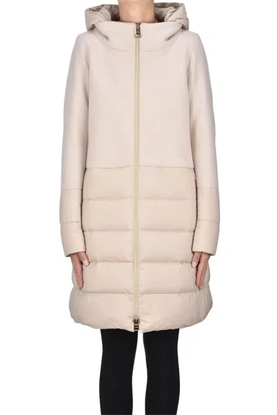 Herno Wool Cloth Inserts Down Jacket In Neutral