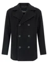 Herno Double-breasted Wool Coat Side Pockets In Black