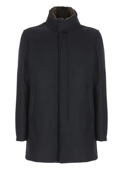 Herno Wool Coat In Blue