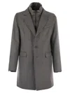 Herno Coat With Detachable Collar In Gray
