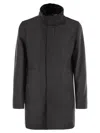 Herno Wool Coat With Detachable Collar In Black