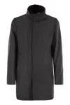 Herno Faux Fur Collar Wool-blend Car Coat In Gray