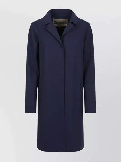 HERNO WOOL COAT WITH NOTCHED LAPEL AND SIDE POCKETS