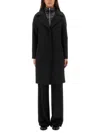 Herno Double-breasted Wool Coat Technical Bib In Black
