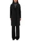 Herno Double-breasted Wool Coat Technical Bib In Black