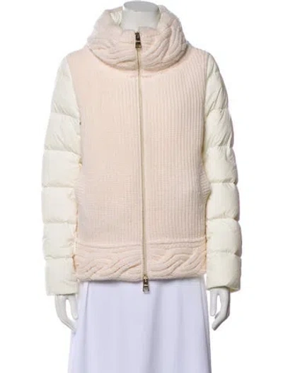 Pre-owned Herno Wool Colorblock Pattern Faux Fur Jacket In Neutral