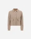 Herno Wool Cotton Houndstooth Shacket In Neutral