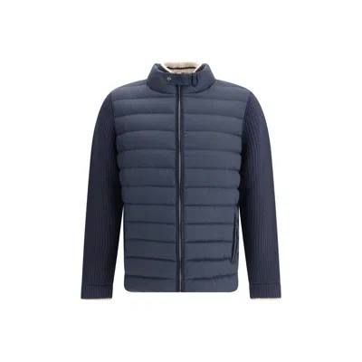 Herno Slim-fit Wool And Quilted Shell Down Jacket In Blue