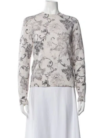 Pre-owned Herno Wool Floral Print Sweater In White