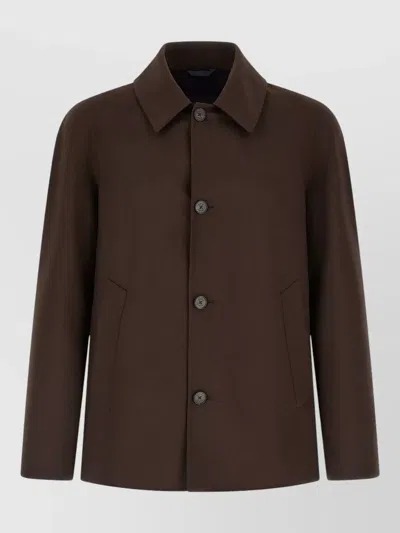 Herno Wool Jacket Collared Design Side Pockets In Animal Print