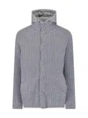 Herno Grey Hooded Waterproof Knit Wool Jacket In Gray