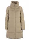 Herno Long Quilted Jacket High Collar In Neutral