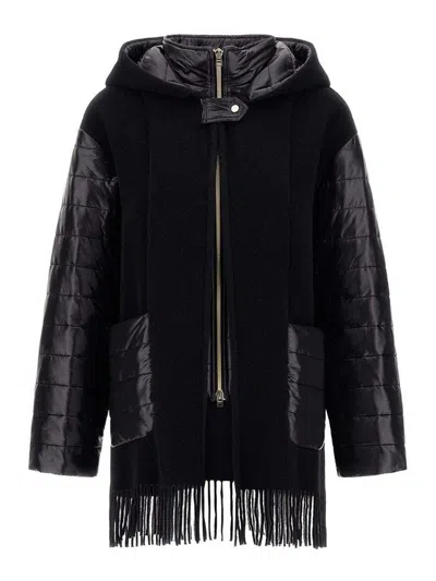 Herno Wool Jacket With Quilted Sleeves In Black
