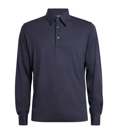 Herno Wool Jersey Long-sleeve Polo Shirt In Gray