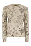 Herno Wool Jumper With Floral Pattern In Neutral