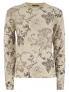 Herno Wool Jumper With Floral Pattern In Brown