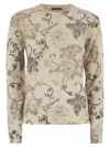 Herno Wool Jumper With Floral Pattern In Brown