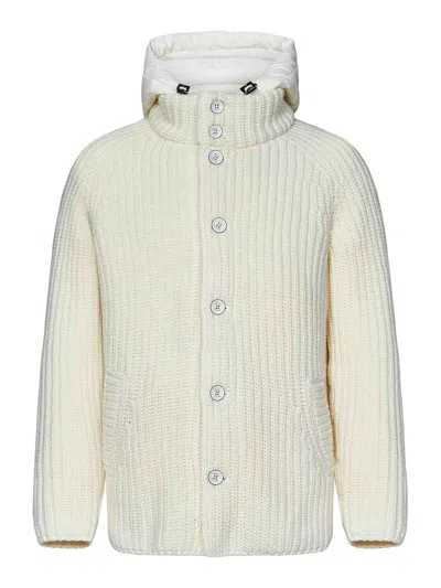 Herno Wool Knit Cardigan In White