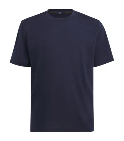 Herno Resort T-shirt In Cotton And Light Stretch Nylon In Black