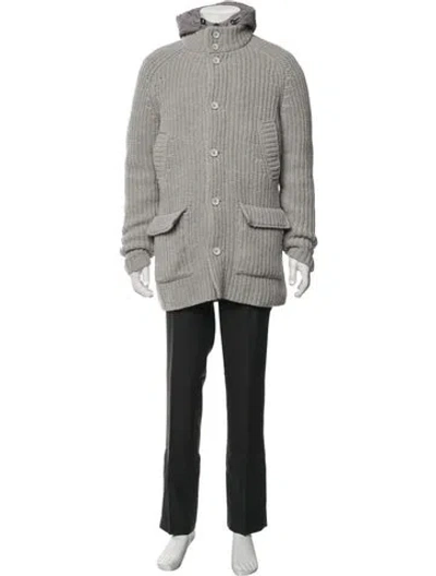 Pre-owned Herno Wool Open Front Cardigan In Grey
