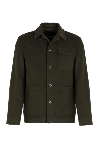 Herno Wool Overshirt In Green