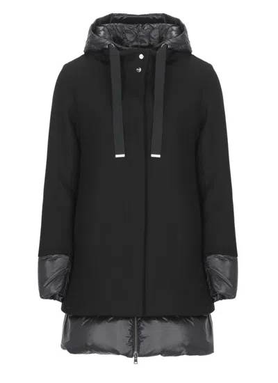 Herno Wool Padded Coat With High Neck In Black