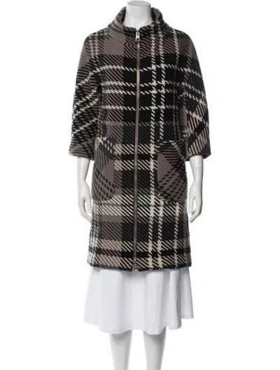 Pre-owned Herno Wool Plaid Print Coat In Gray