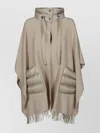 Herno Poncho In Lana Tasca Nylon