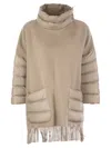 Herno Women's Wool Poncho With Down Details