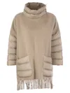 Herno Women's Wool Poncho With Down Details In Beige