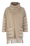 Herno Women's Wool Poncho With Down Details In Beige