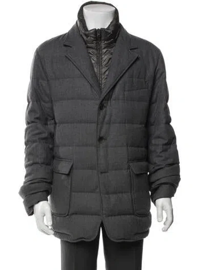 Pre-owned Herno Wool Puffer Coat In Gray