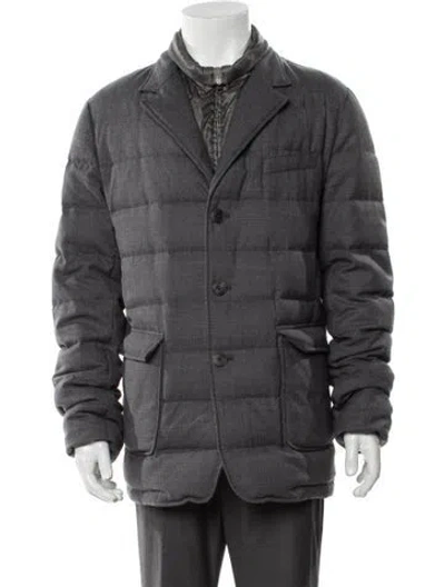 Pre-owned Herno Wool Puffer Coat In Gray