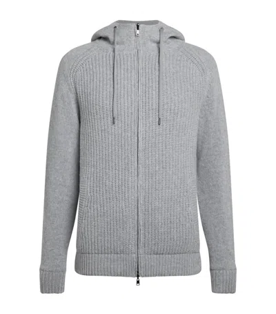 Herno Wool Reversible Infinity Cardigan In Gray