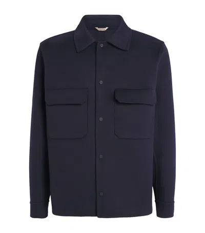Herno Wool Shirt Jacket In Blue