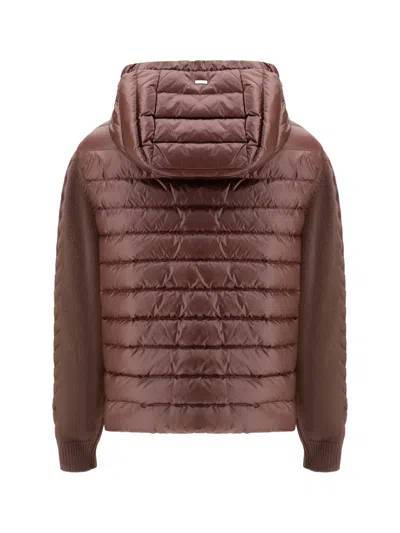Herno Wool Sleeve Down Jacket In Brown