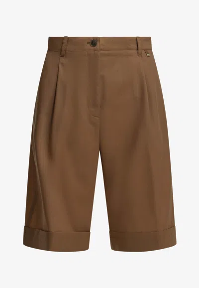 Herno Wool Tailored Shorts In Brown