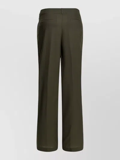 Herno Wool Tailored Trousers Pleats Belt Loops Pockets In Green
