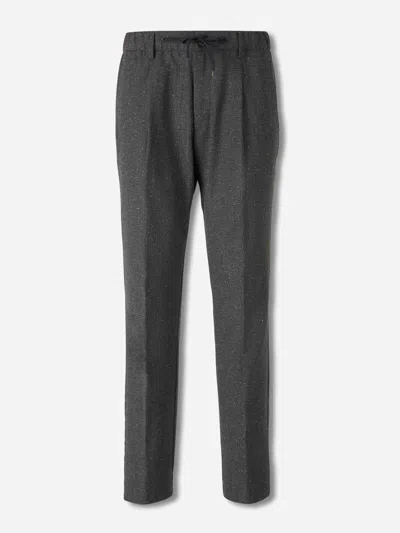 Herno Wool Textured Pants In Gray