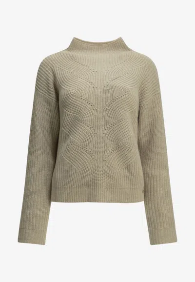 Herno Wool Turtleneck Knit Sweater In Beige