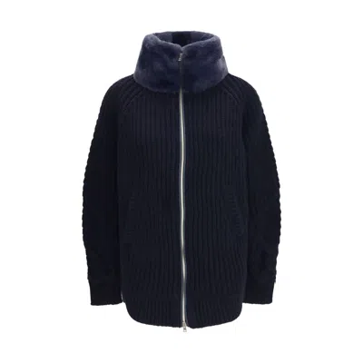 Herno Wool With Fur Collar Coat In Blue
