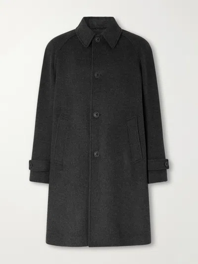 Herno Wool-blend Twill Coat In Black