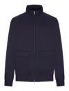 Herno Wool-blend Zip-up Bomber Jacket In Blue