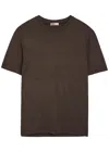 Herno Solid Wool Jersey Crewneck T-shirt In Dark Brown