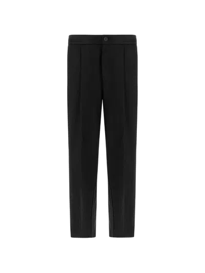 Herno Wool-twill Pleated Trousers In Black