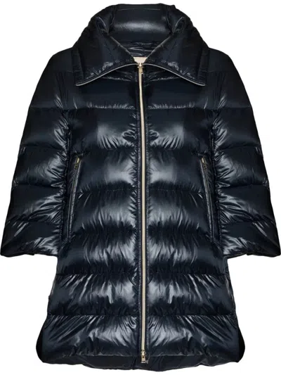 Herno Woven Half Coat In Blue