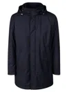 Herno Technical Long Down Jacket In Blue